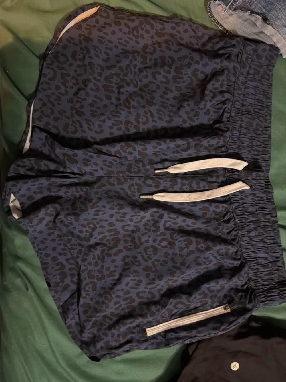 HALARA Navy Blue Leopard-Print Athletic Shorts